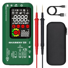 MAXRIENY - Multímetro digital infrarrojo recargable 9999 cuenta con capacidad de probador de corriente eléctrica, probador de diodos de alto/bajo voltaje para electricista LED automotriz electrónica