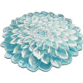 Flower Rug 5ft Round Area Rugs Cute Plush Flower Shaped Rug Circle Girly for Bedroom Floor Living Room Carpet 303 Blue
