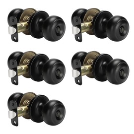 goldenwarm 5Pack Door Lock for Bedroom Door Knob Interior Door Knobs Matte Black Bedroom Door Handles with Lock Privacy Door Knobs Lock Easy Install, Left/Right Open