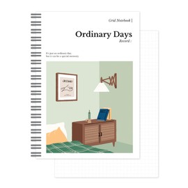 Monolike Ordinary Days Grid Spiral Notebook, Bedroom - Ordinary Grid Spiral Notebook, Bedroom Hardcover A5 128 Pages