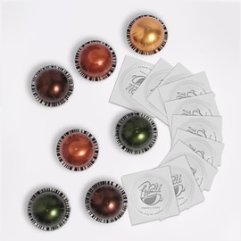 Foboull Reusable Vertuo Capsule Kit, for Reusable Nespresso Pods with Making Tools,100 Pcs Aluminum Foil Seal Lids, Holder, Brush, for Refilling Nespresso Vertuo Pods Reusable Vertuoline Pod