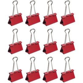 JAM PAPER Colorful Binder Clips - Large - 1 1/2 Inch (41 mm) - Red Binderclips - 12/Pack