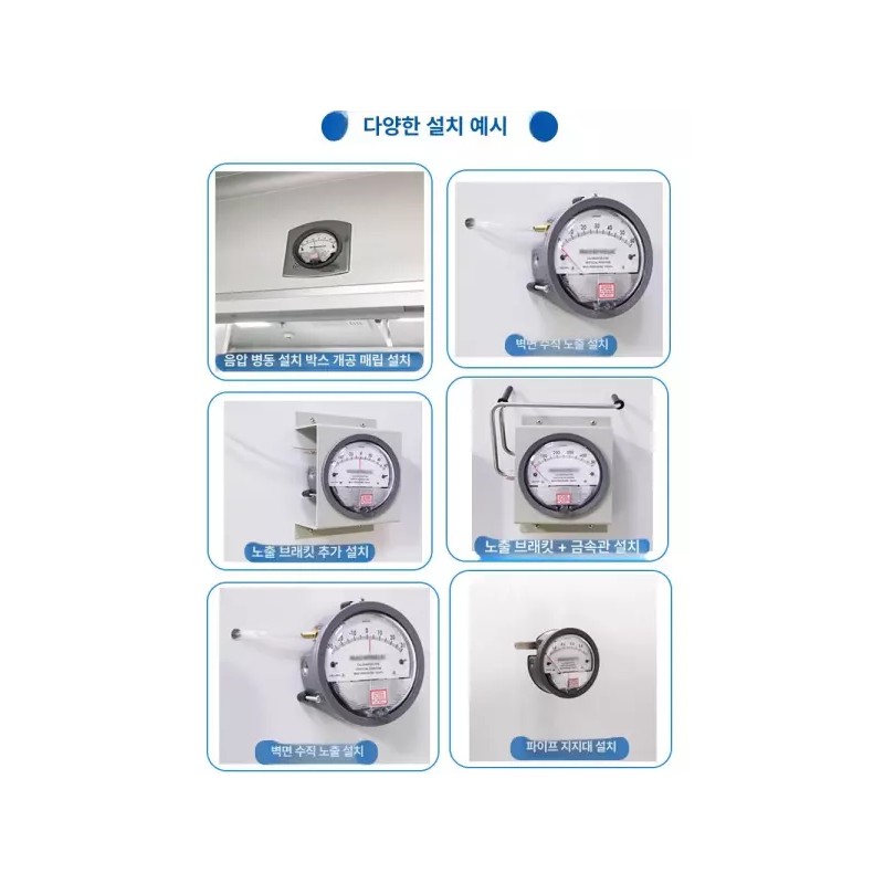Easyza 아날로그 클린룸 차압계 컬러 압력 측정기 음압계 [-60~60pa] Analog