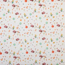 Kt KILOtela Patchwork Fabric - 100% Cotton Printed - Measurements: 100cm Length x 140cm Width | Little Prince - Multicoloured, White - 0.50 Metres