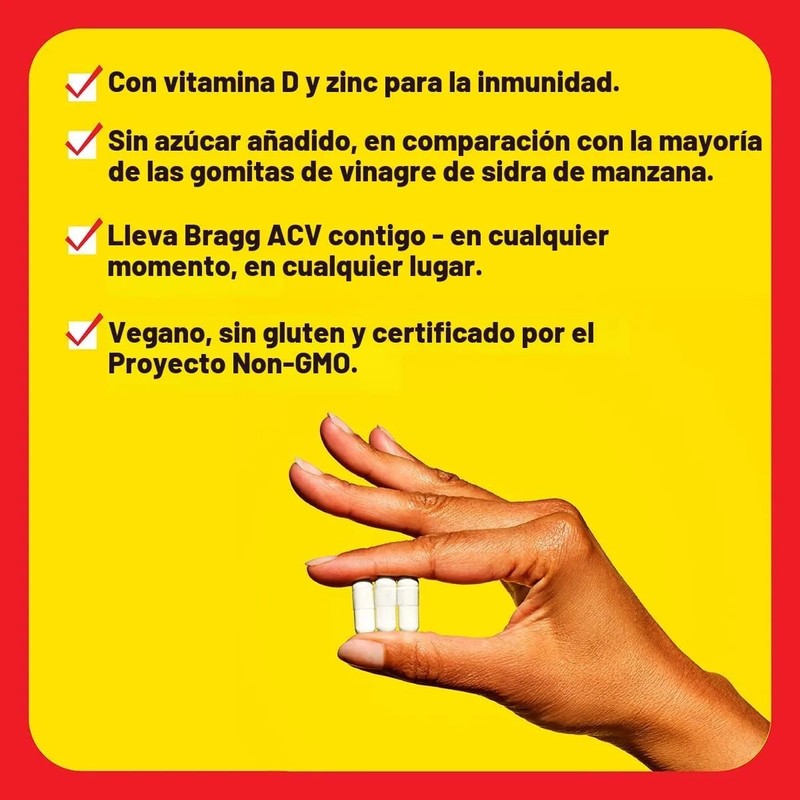 Bragg 90 Cápsulas Vinagre Sidra Manzana Con Vitamina D 750mg