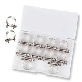 LEONTOOL 10pcs Stainless Steel Mini Fuel Line Pipe Hose Clamp Clip 13-15mm Fuel Injection Line Style Hose Clamp Adjustable Pipe Hose Clip Tube Clamps For Diesel Petrol Pipe (1/2" - 9/16"Dia)