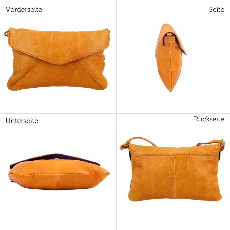 Gusti Umhängetasche Leder - Karisma Damen Handtasche Ledertasche Vintage Braun