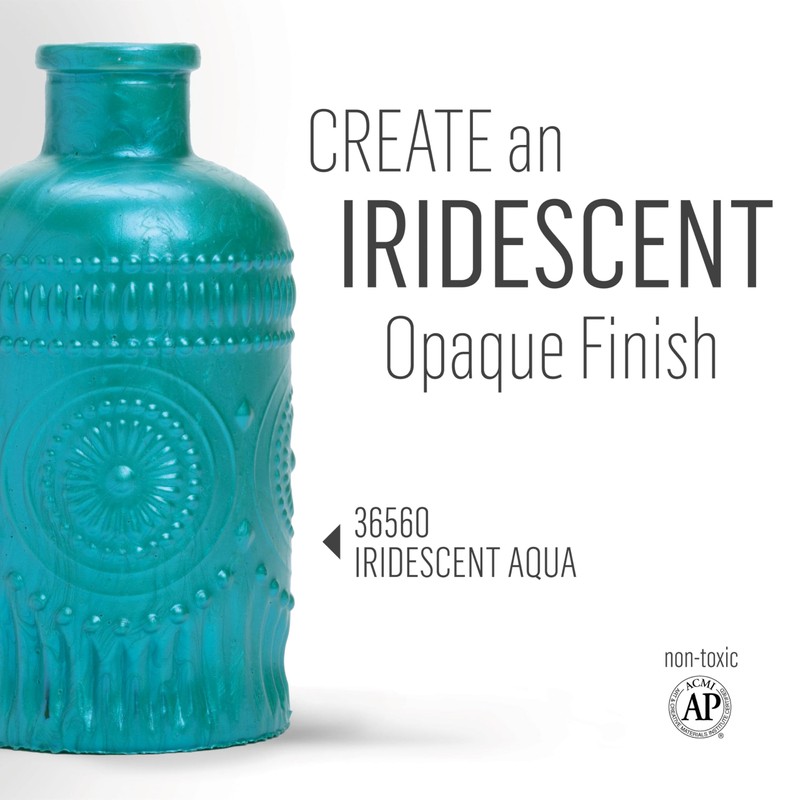 FolkArt Murano Iridescent Acrylic Glass Paint, Aqua, Perfect for Indoor
