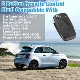Car Key Case Foldable 3 Buttons Compatible with Fiat 500 Doblo Punto Panda Grande EVO Stilo Doblò, Car Key Case Replacement, Car Key Case, Key Case for Lancia Citroen
