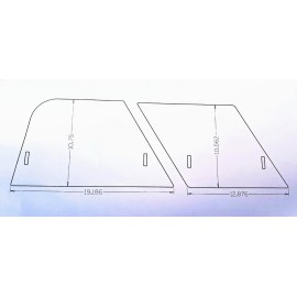 DAXCNC  MGA SIDE CURTAIN SLIDING WINDOWS SET 1956-1962 CLEAR 10 3/4" TALL WITH MG KNOBS