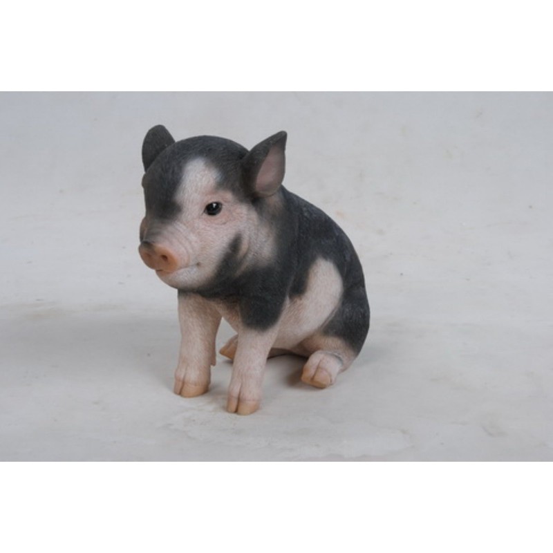 All Line Dark Brown Sitting Baby Pig, 6"