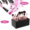 HIIMIEI Organizador de brochas de maquillaje negro de acrílico, 6