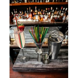 Premium Manhattan Cocktail Shaker with Strainer Stainless Steel 28oz 25cm Tall (3 Pieces)