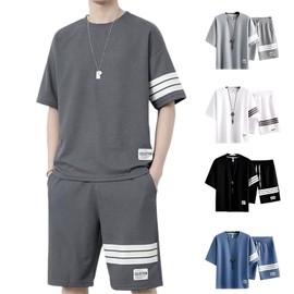Firmiarii Quick Dry Casual Setup (Cool to Touch, Large Size) Summer Jersey, Men's, Top and Bottom Set, Sweatshirt, Short Sleeve, Thin, Stylish, Popular, Lightweight, Comfortable, Breathable, Sweat