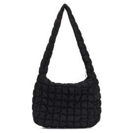 LHHMZ Quilted Tote Bag Puffer Shoulder Bag Large Quilted Tote Bag Lightweight Hobo Bag with Quilted Padding, black