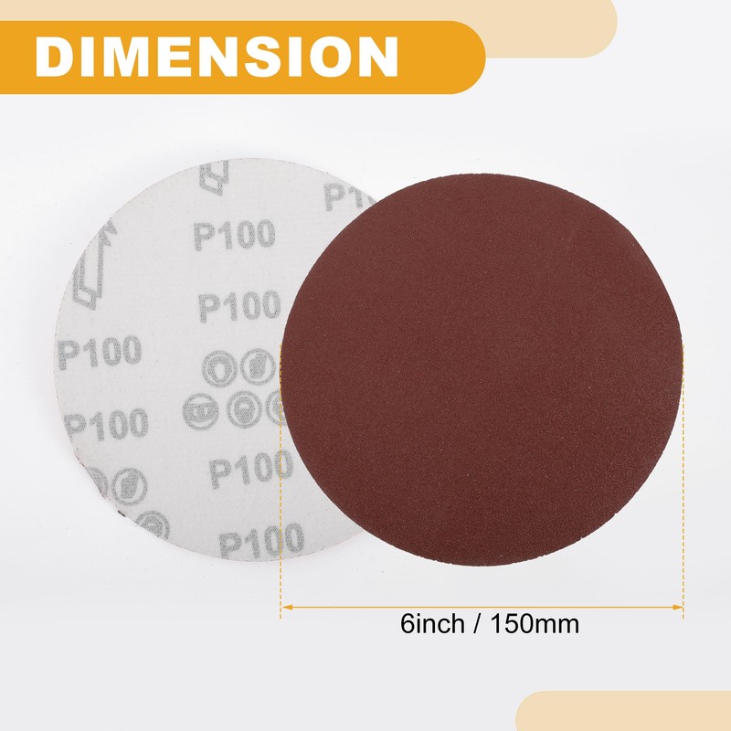 Partuto 10 Pcs 6inch 100 Grit Universal Sanding Discs -