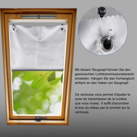 Johgee Roof Window Roller Blind, Thermal Sun Protection, Silver Coating, Blackout Roller Blind for Skylights GGU GGL GPU GPL GHU GHL GTU GTL GXU GXL (No Drilling with Suction Cups, Size 60 x 115 cm