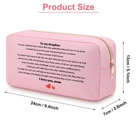 Daughter Wedding Gift from Mom to My Daughter Makeup Bag Gift on Her Wedding Day Bridal Shower Gift from Mother Bachelorette Gifts for Bride Daughter Wedding Keepsake Gift Oxford Cloth Cosmetic Pouch