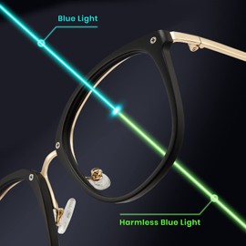 Cyxus Fashion Fake Glasses for Women, Blue Light Glasses for Woman Round Blue Light Blocking Eyewear Anti Eye Strain Glasses