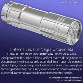 Mercader Digital Paquete De 10 Linterna Uv Lampara Ultravioleta / Mayoreo