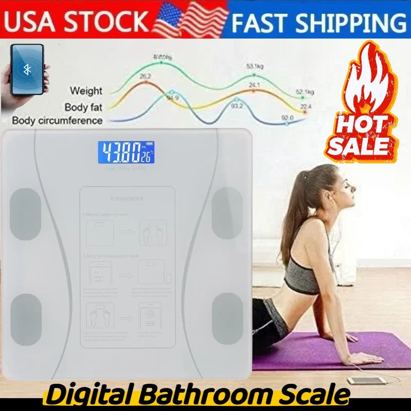 Digital Body Weight Scale Backlit Display High Precision Bluetooth BathroomScale