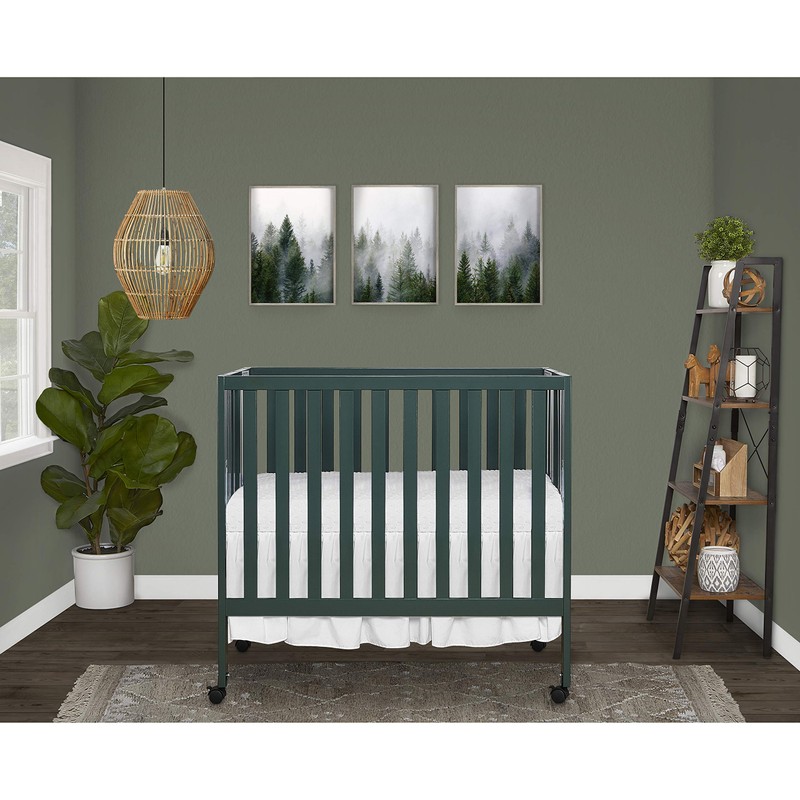 Dream On Me Jett Mini Folding Baby Crib in Olive,