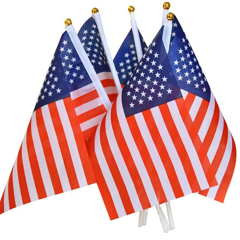 30 Pcs American Flags Small Flags On Sticks Hand Held