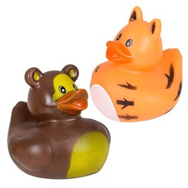 Animal Safari Zoo - Pato de goma para niños, baño, cumpleaños, baby showers, aula, verano, playa y piscina, recuerdos de fiesta, 2 pulgadas (paquete de 12)