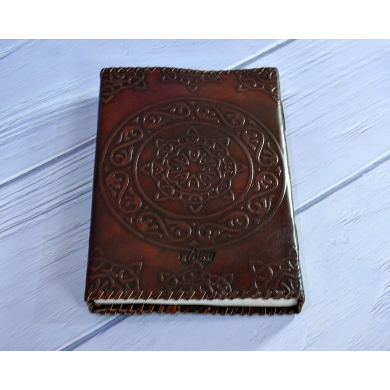 India House - Handmade Leather Journal Embossed Perfect for Calligraphy,