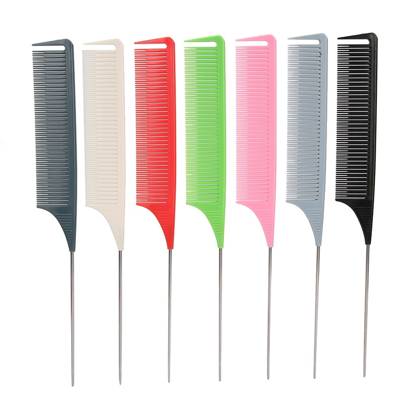 7pcs RatTail Hairdressing Styling Comb FineTooth Salon Dyeing Tinting Hair