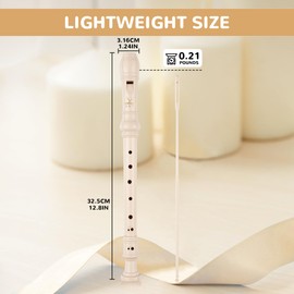 YONTY Soprano Recorder 8-Hole Instrument for Kids Beginners, Baroque Style C Key Kids Flute with Cleaning Rod & Case Bag for School Education Home Entertainment - Beige