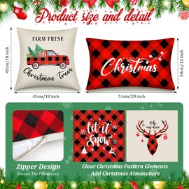 Newwiee 10 Piece Christmas Pillow Covers Christmas Throw Pillows Covers Christmas Decorations Snowman Wreath Santa Claus Tree Red Buffalo Plaid Merry Christmas Pillow Covers for Couch Sofa (Classic)