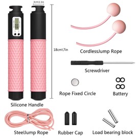 Senshuomy Skipping Rope with Counter,Digital Speed Jump Rope,LCD Display, 3 Display Modes,For Kids Adults Fitness, Adjustable Rope, Weighted & Non-slip Handle for Fitness(Pink)