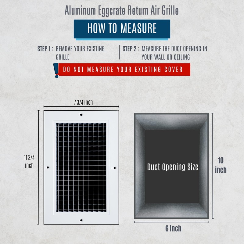Fits 6x10 and 10x6 Duct Opening | Aluminum Eggcrate Return