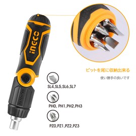 INGCO CRV AKISD1208 Ratchet Replacement Screwdriver Set Manual 13 in 1 Folding Hex Screwdriver