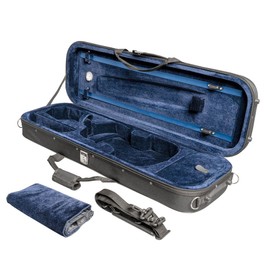 MI&VI NF-3001 Light Hard Violin Case (1/2 Size) with Adjustable Straps | Velvet Plush Cushion | High-Density Foam | Hygrometer | Sheet Pocket (Black)
