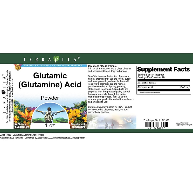 Glutamic (Glutamine) Acid Powder (1 oz, ZIN: 513333)