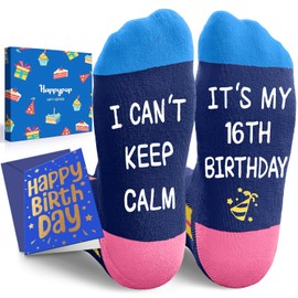 HAPPYPOP 16th Birthday Gifts Ideas - Socks for 16 Year Old Girls Boys, 16th Birthday Gifts Presents for Teens Age 16 with Greeting Card