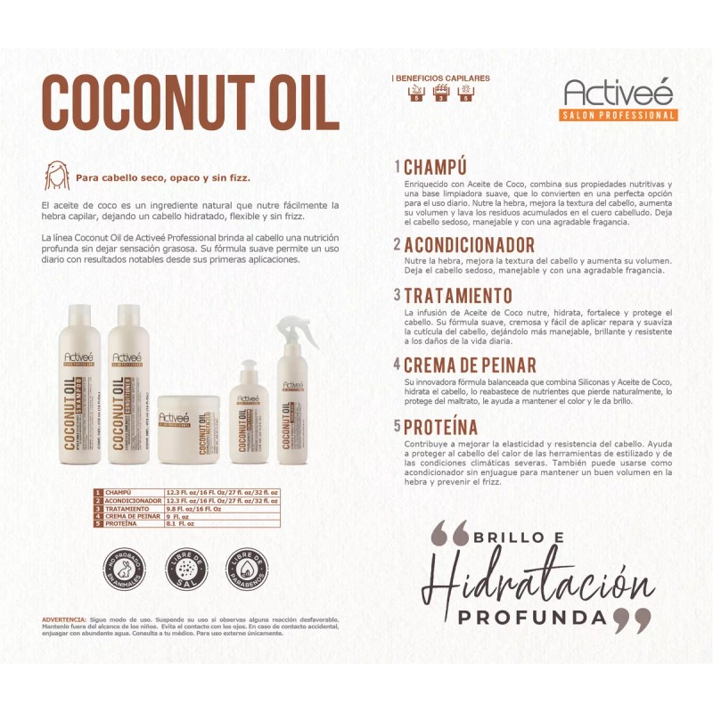 Activee Tratamiento Capilar Activee Professional Coco Oil Tecnologia para cuidado