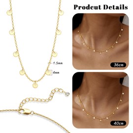 JeweBella Gold Choker Necklaces for Women Girls 18K Gold Plated Chain/Heart/Ball/Disc/Pearl Necklace Dainty Thin Chain Necklace Silver Gold Necklaces for Women Jewellery Gifts