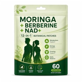 Parches de berberina GLPLUS-1 12 en 1, parches de berberina de moringa x NAD con L glutamina, cromo, granada y canela a múltiples partes del cuerpo, a