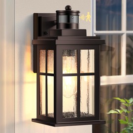 VIANIS Brown Motion Sensor Exterior Lighting Fixtures, Oil Rubbed Bronze Outdoor Garage Lights Wall Mount Sconce, Outdoor Wall Lantern for Garden, Patio, Front Door, Outside Porch Lights for House