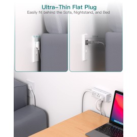 Cruise Ship Essentials, Flat Plug Power Strip, Addtam 3FT Ultra Flat Extension Cord with 6 Outlets Extender, No Surge Protector for Cruise Ship, Travel, Dorm, Home Office, ETL Listed