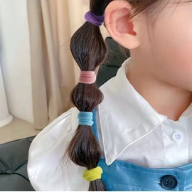 FenFang Hair Bobbles Girls, Small Children's Hair Bobbles, Baby Mini, Multicoloured Elastic Hair Band, Hair Accessory Set, Rubber Bands, Ponytail Holder, Black for Girls, Children (Colourful)