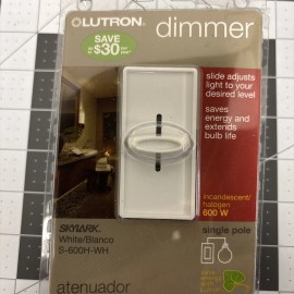 Lutron S-600H-WH Skylark 600-Watt Single Pole Slide Dimmer Incandescent/H