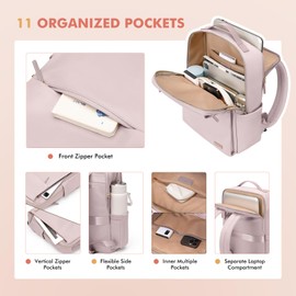 Women's Laptop Travel School Backpack 15.6 Inch with Laptop Compartment, Waterproof Multifunctional Casual Daypack, School Bags, Work Bag, Teacher Bag for University, Office, pink