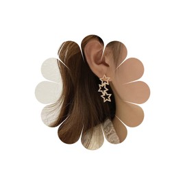 Yheakne Boho Crystal Star Earrings Hollow CZ Star Stud Earrings Vintage Rhinestone Star Charm Earrings Gold Triple Star Earrings Jewellery for Women and Girls, Zinc, No Gemstone