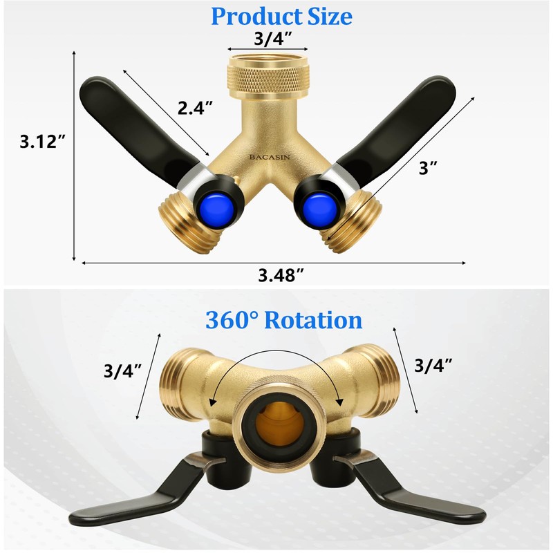 BACASIN 2 Pack Hose Splitter 2 Way Heavy Duty