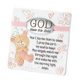 Dicksons Baby Bear God Bless This Child Tabletop/Wall Plaque for Girl, White