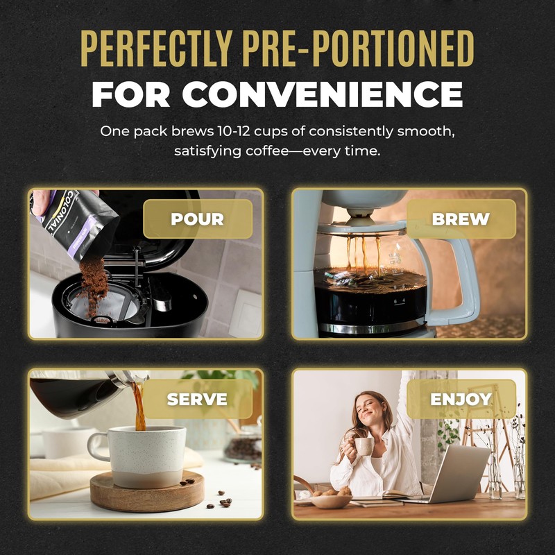 Colonial Coffee 32 Count Single Pot Coffee Packets – 100%